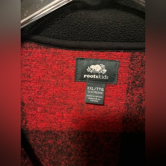 Roots Red and Black Checker Plaid XXL Girls Jacket (or XXS Woman) - Picture 3 of 4